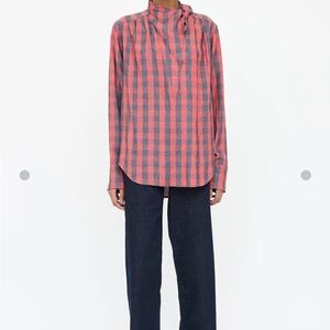 Smythe Red and Gray Checkered Blouse size small-medium